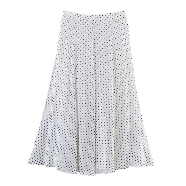 Seraphina Draped Bias-Cut Polka Dot Skirt