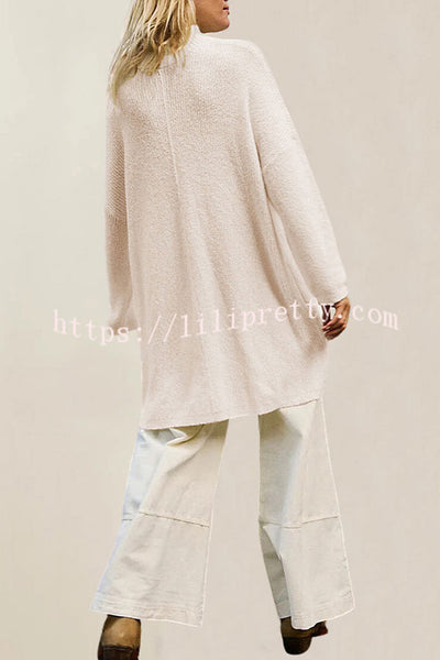 Solid Color Long Sleeve Slit Knitted Sweater