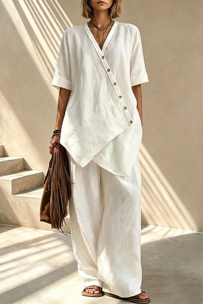 Tulum Asymmetric Linen Two-Piece Set
