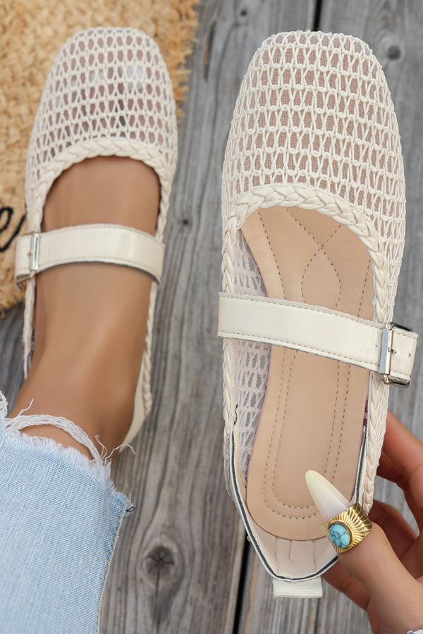 Stylish Mesh Square Toe Flat Casual Shoes