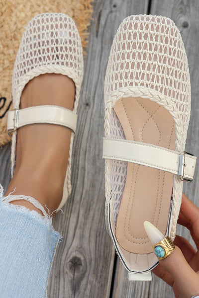 Stylish Mesh Square Toe Flat Casual Shoes