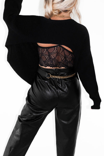 Solid Color Loose Long-sleeved Irregular Casual Knit Top