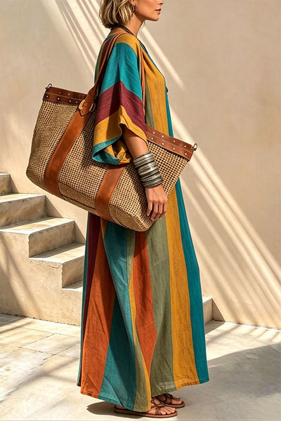 Nomad Stripe Oversized Linen Maxi Dress