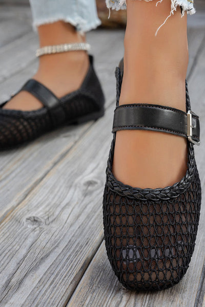 Stylish Mesh Square Toe Flat Casual Shoes