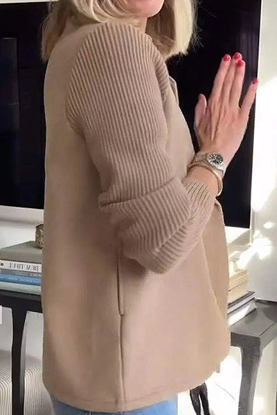 Fashion Lapel Stitching Long Sleeve Casual Button Loose Coat