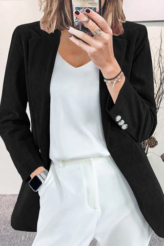 Solid Color Lapel Long Sleeve Button Casual Blazer