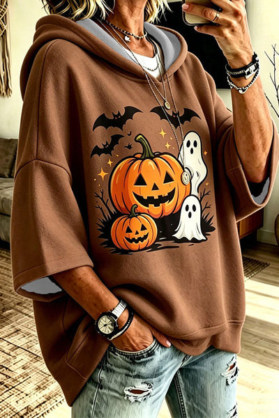 Halloween Pumpkin Graphic Oversized Hoodie