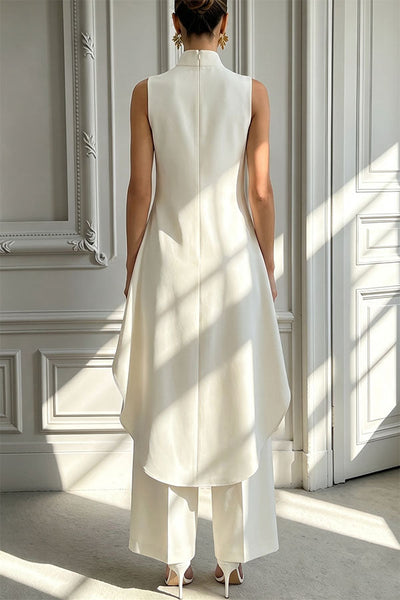 Aurelia High-Neck Asymmetric Layered Pant Set
