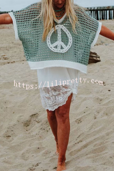 Fashionable V-neck Knitted Hollow Loose Cover-ups