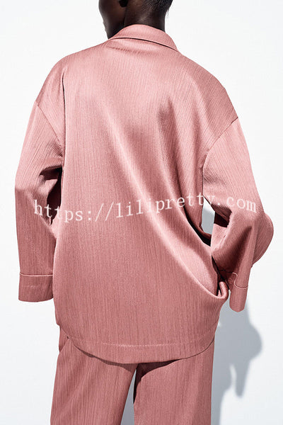 Fashionable Wrinkled Lapel Long-sleeved Loose Blazer