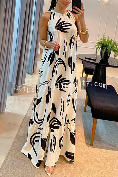 Downtown Daze Unique Print A-line Loose Maxi Dress