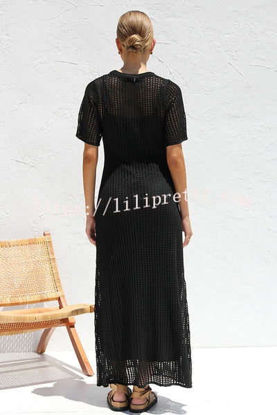 Sunkissed Shores Crochet Knit Short Sleeve Lightweight Maxi Dress(separate Slip)