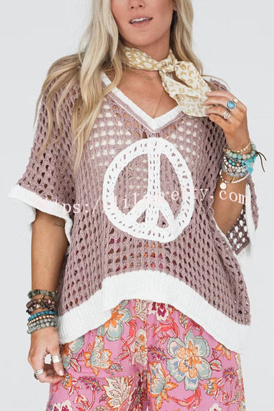 Fashionable V-neck Knitted Hollow Loose Cover-ups