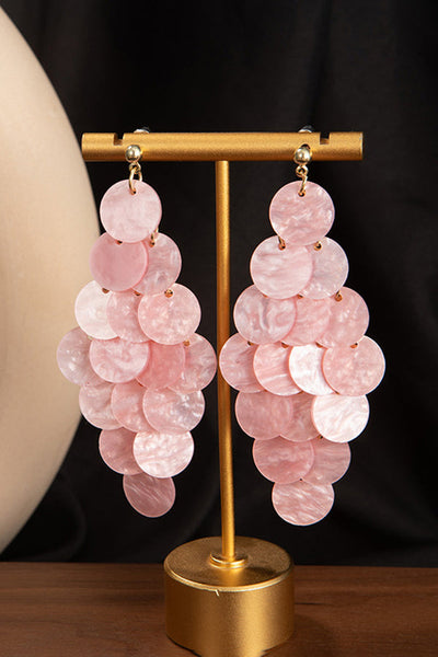 Resort Style Colorful Round Shell Tassel Earrings
