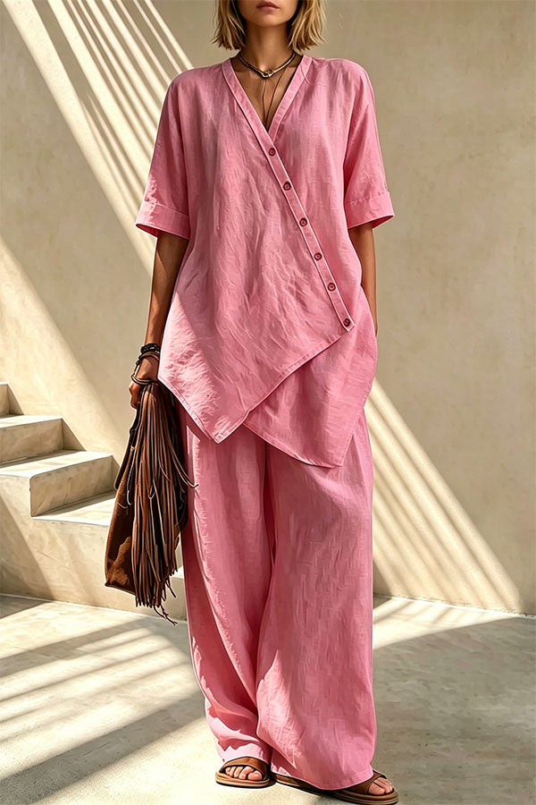 Tulum Asymmetric Linen Two-Piece Set