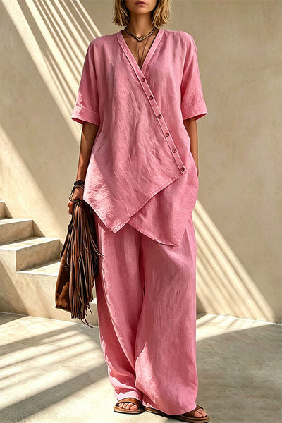 Tulum Asymmetric Linen Two-Piece Set