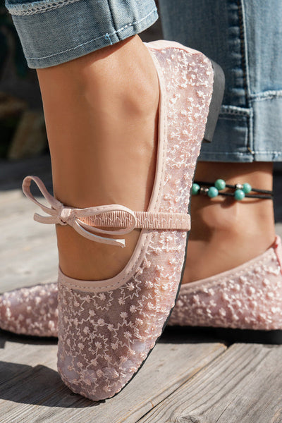 Fashionable Embroidered Square-toe Flat Casual Shoes
