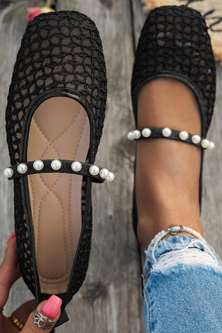Stylish Hollowed-out Mesh Square Toe Flat Casual Shoes