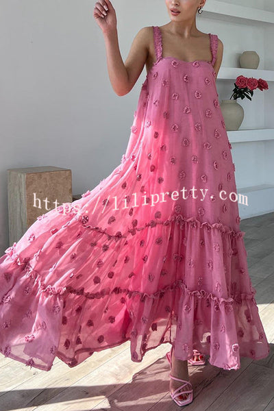 Pretty Lady Flower Decor A-line Layered Loose Maxi Dress