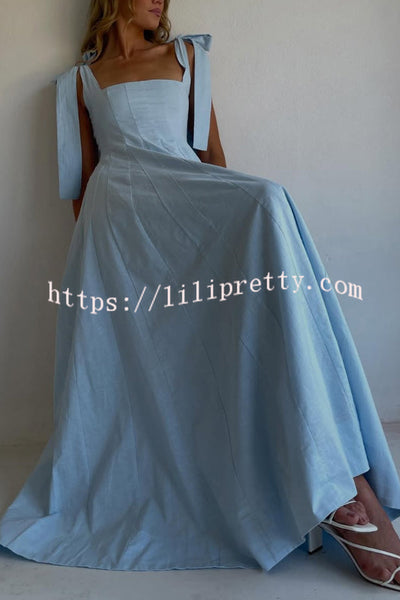 Solid Color Sleeveless Tie-up Suspender Elegant Patchwork Maxi Dress