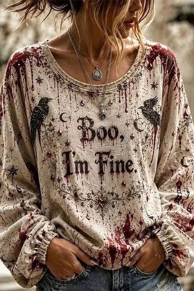Spooky Season Velvet Long Sleeve Halloween Shirt with Buttons