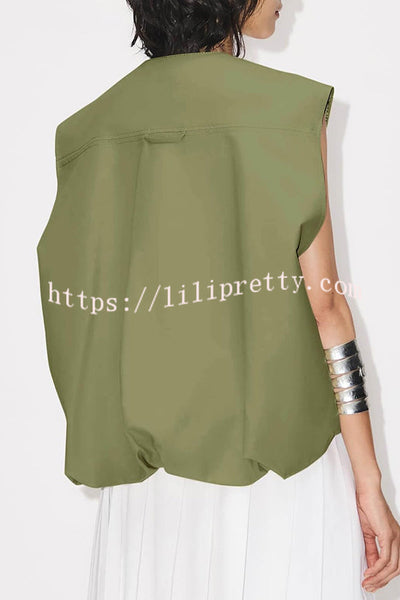 Fashion Zipper Sleeveless Pocket Loose Vest Jacket
