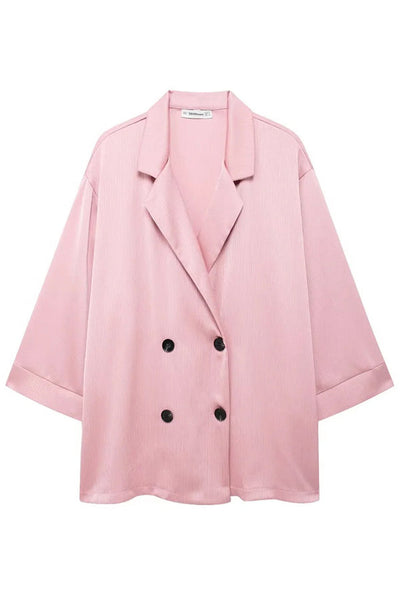 Fashionable Wrinkled Lapel Long-sleeved Loose Blazer