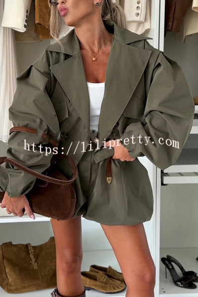 Fashion Style High Rise Elastic Waist Pocketed  Bloomer Shorts