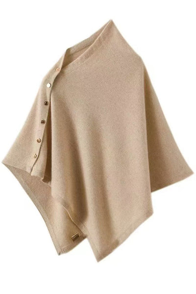 Women Cashmere Knit Shrug Bolero Side Button Detail Lightweight Shawl  Poncho