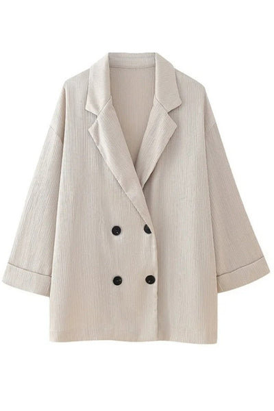 Fashionable Wrinkled Lapel Long-sleeved Loose Blazer