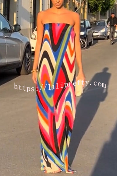 Kennedy Unique Print Off Shoulder Side Slit H-line Maxi Dress