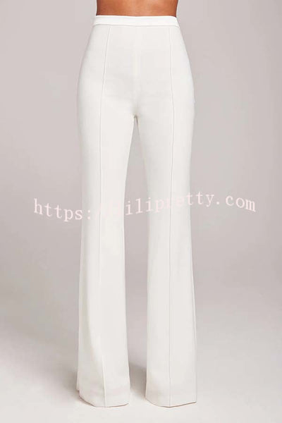 Women Power High Rise Side Zipper Flare Slim Fit Pants