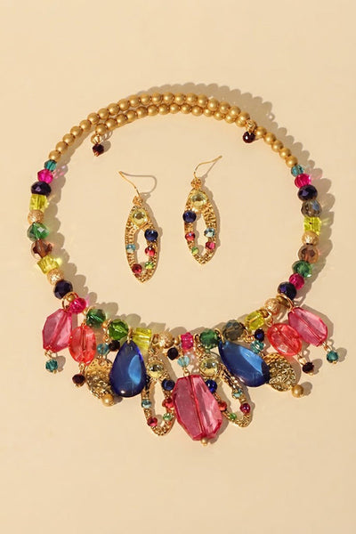 Multicolor Crystal Beaded Necklace