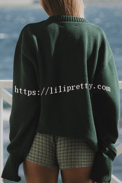 Fashionable Fish Pattern Round Neck Loose Knitted Sweater