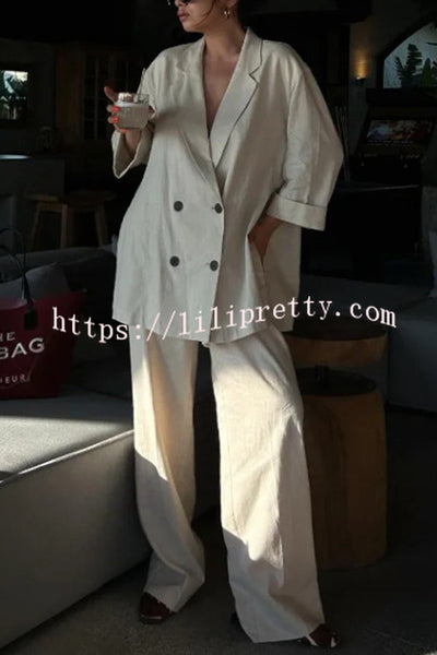 Fashionable Wrinkled Lapel Long-sleeved Loose Blazer