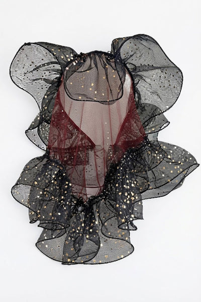 Black Multi-layered Ruffled Tulle Headband