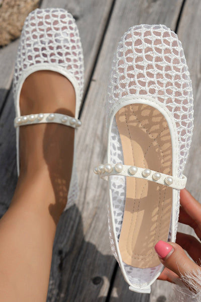 Stylish Hollowed-out Mesh Square Toe Flat Casual Shoes