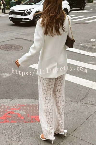Budding Romance Floral Lace Elastic Waist Wide Leg Pants