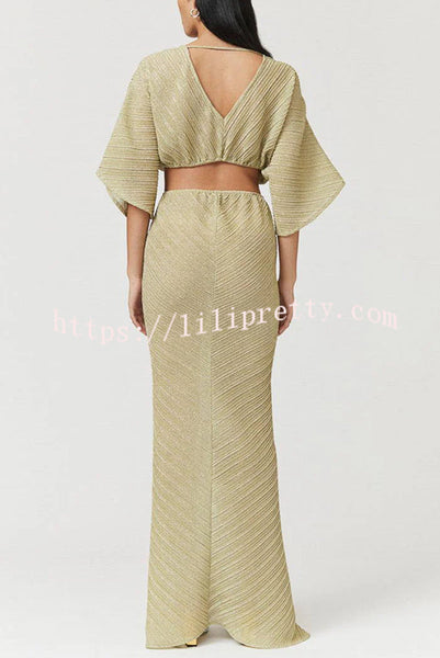 Dearest Memory Textured Fabric Center Twist Cutout Slit Maxi Dress