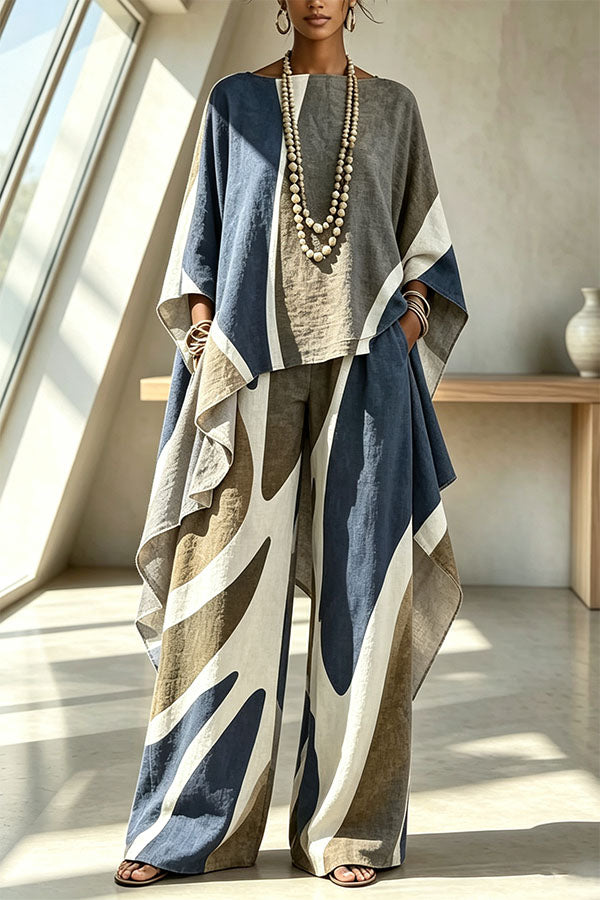 Geometric Pattern Color Blocking Irregular Slanted Set