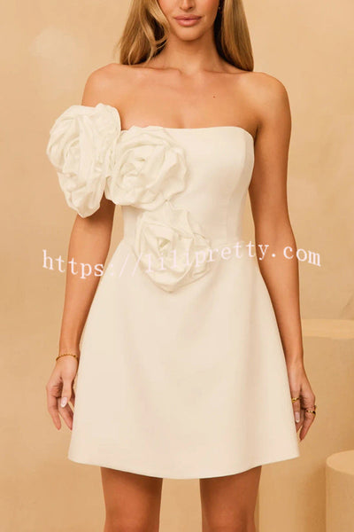 Special Occasion 3D Floral Asymmetrical One Shoulder Mini Dress