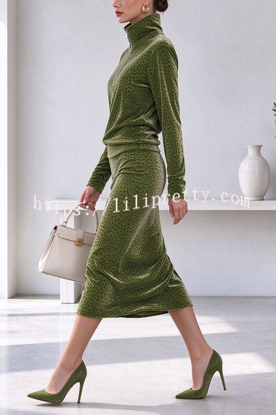 Elegant Slim-Fit Velvet Two-Piece Dress Set