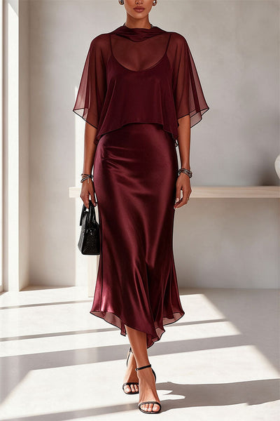 Sophisticated Draped Satin Evening Party Gown