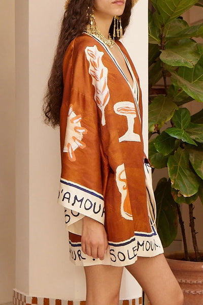Fun Print Wrap Mini Dress