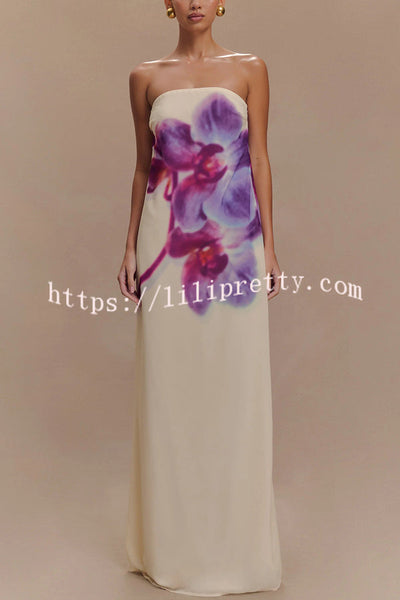 Modern Muse Chiffon Floral Print Strapless Maxi Dress