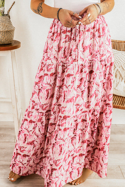 Floral Print Drawstring Maxi Skirts