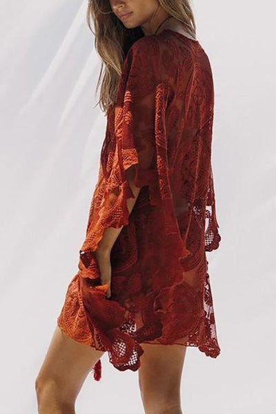 Lace Up Loose Mini Cover Dress - girlyrose.com