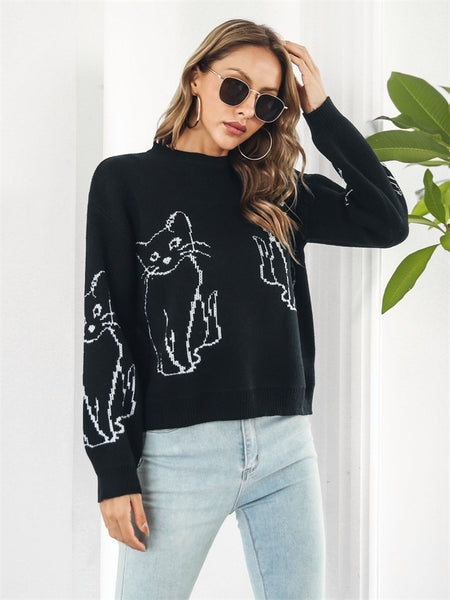 Women's Round Neck Animal Motifs Knitting Sweater-Corachic