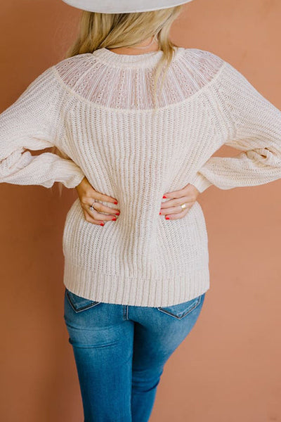 Lace Patchwork O Neck Sweater