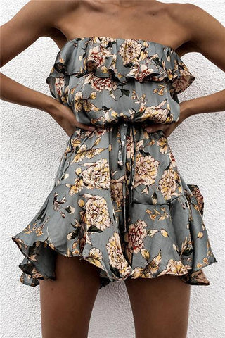 Floral Ruffled Off Shoulder Romper - girlyrose.com